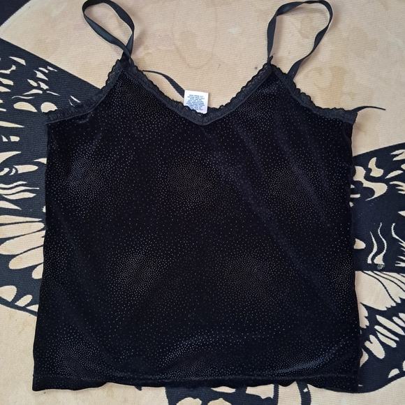 Old Navy Black 90s Camisole with Sparkle Details! Crushed Velvet, So Soft! - Picture 1 of 4